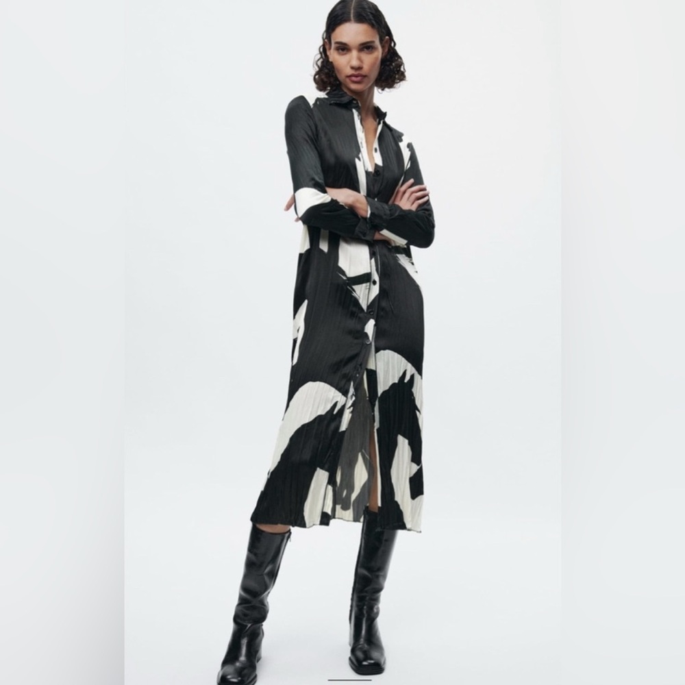 Zara Monochrome Patterned Dress